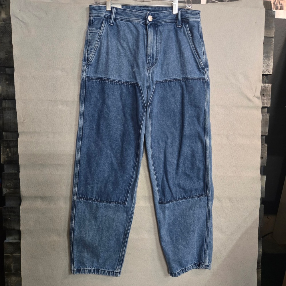 H&M Loose Fit Double Knee Workwear Carpenter Jeans Blue Denim Pants Tag 30x32